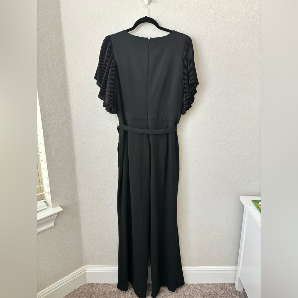 Eliza J Black Pleated Flutter-Sleeve Jumpsuit size 14W - Picture 8 of 9